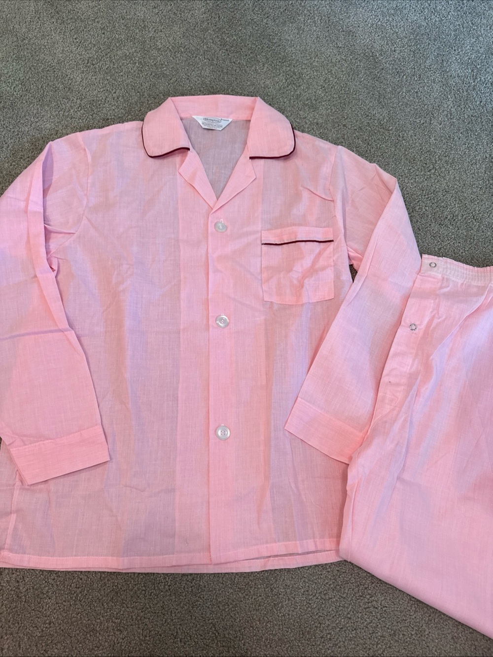 Vintage Hampton Pink Pajama Set 2 Piece Permanent Press Breathable Sz Med NEW